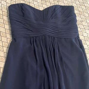 Navy Blue Strapless Bridesmaid Dress